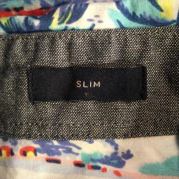 J. Crew Factory Hawaiian Aloha Button Down Shirt Slim Medium - Picture 3 of 7